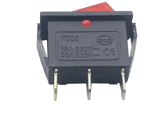 Emmui 3 pines 3 posiciones interruptor basculante iluminado rojo 12092724 KCD3 15A250V 30A220V para chimeneas eléctricas, amoladora de lámpara de