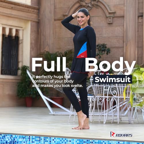 Image of ROVARS Women's Stretchable One Piece Full Body Swim Suit with Removable Pads