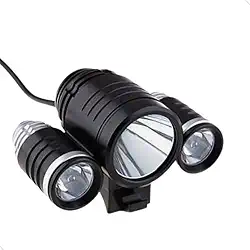 Farol Bike Led T6 3 Leds, Lanterna Cabeça Bateria Externa Recarregável Redondo