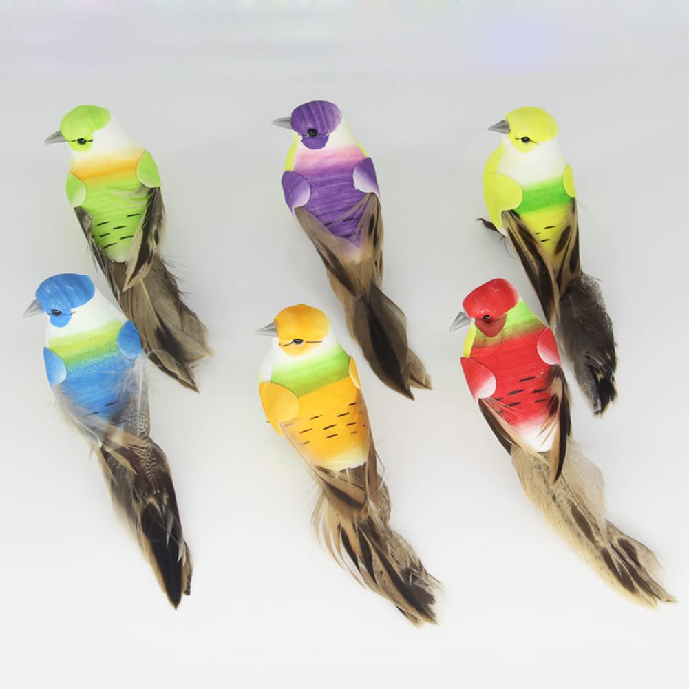 12 Uccellini Decorativi Con Piume - Colorati, Con Supporto In Filo, Per Giardino E Casa - Foto 2