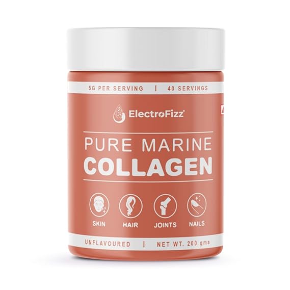 ElectroFizz Pure Marine Collagen Unflavored, Healthy Skin, Hair & Nails, Bones & Joint Support, Keto & Paleo Friendly, Sugar Free, Gluten Free (200 gm)