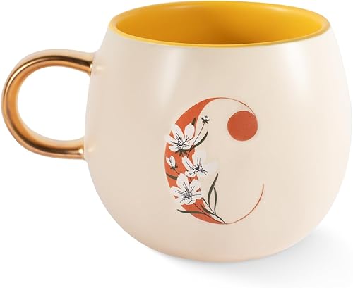 Miniatura 2 de FRINGE STUDIO Floral C - Taza de cerámica, 14 onzas líquidas, color crema
