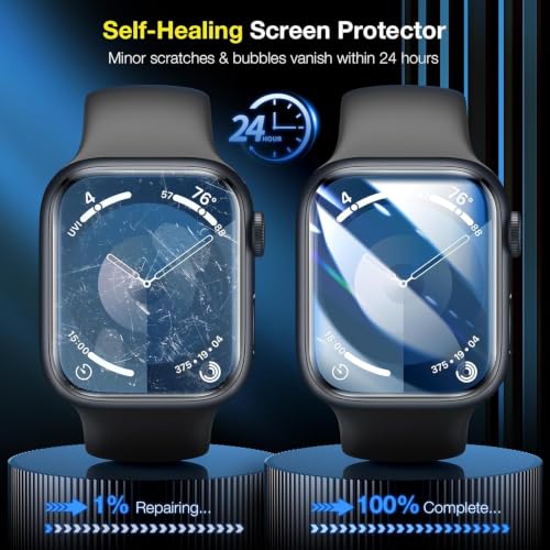 Image of iGluz Acrylic Screen Guard Protector Compatible for Apple Watch Series 7 / Series 8 / Series 9, 45mm (Transparent) with Edge to Edge Full Screen Coverage & Easy Installation Kit, Pack of 2