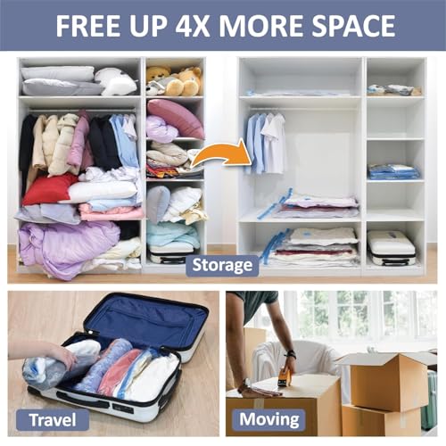 Image of 2 Big Jumbo Vacuum Bags for Travel, Space Saver Bags Compression Storage Bags,Storage Vacuum Sealer Bags for Clothes Storage, Vaccine Packing Bag Size (2 BIG JUMBO (80x120cm) - WITH HANDPUMP)