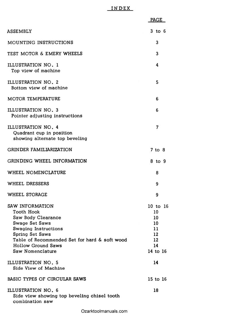 FOLEY 360 Circular Saw Grinder Owner Instructions & Parts Manual