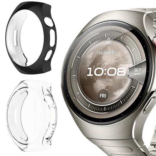 [Ceiband] �y2������zHuawei Watch 5 46mm �Ή� �P�[�X �t�B���� ��̌^ huawei watch fit 5 46mm �p �h���h�o �ی�P�[�X �J�o�[ TPU �S�ʕی� �����ȒP �����ߗ� �\�t�g �w��h�~ �ϐF�h�~ �Ϗ�
