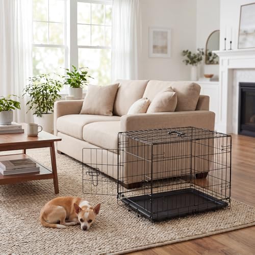 Image of Dog Crate, Small 24 Inch Single Door Portable Puppy Dog Cage, Metal Wire Pet Kennel with Secure Lock, Leak-Proof Pan Tray, Foldable Design for Small Dogs Indoor Training and Outdoor Travel