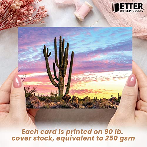 Better Office Products 50 Pack All Occasion Greeting Cards, Assorted Desert Landscape Note Cards With Envelopes, 4 X 6 Inch, 6 Arid Landscape Designs, Blank Inside #TOP5