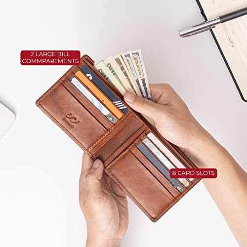 Shinko Italian Leather Wallet For Men, Vachetta Leather Card Holder, Bifold Men's Wallet, Safe Card Case, Men's Slim Wallet Versatile And Minimalist Wallet For Men (Dark Brown) #TOP3