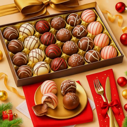 Image of WINNI - Deluxe 24 Pcs Truffle Chocolates Gift Pack | Belgian Dark Chocolates Gift | Handmade Celebration Chocolate Gift Box For Birthday, Anniversary, Valentine, Partner, Couple, Girlfriend, Boyfriend, Girls, Boys, Students, Kids | Imported Chocolates Bouquet | Return Gift Hamper