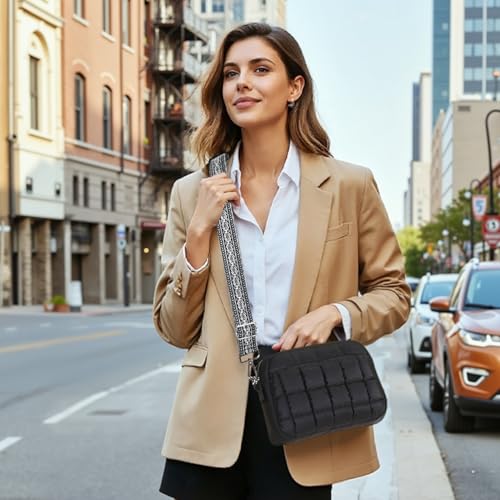 Herald Small Puffer Crossbody Bags for Women, Lightweight Nylon Quilted Shoulder Purse Handbag with Multiple Pockets2