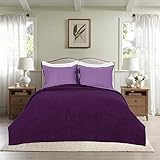 Rosecret Quilt Sets Twin Size,Reversible Washed Cotton Dark Purple Coverlet,Wrinkle & Fade Resistant