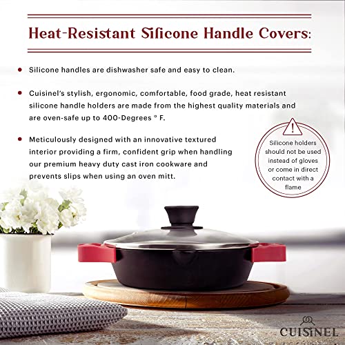 Image of Cast Iron Skillet with Glass Lid - 8 inch-Inch Dual Handle Frying Pan + Pan Scraper + Silicone Handle Holder Covers - Pre-Seasoned Oven, Grill, Stovetop, Fire, Induction Safe Cookware - Indoor /Outdoor Use