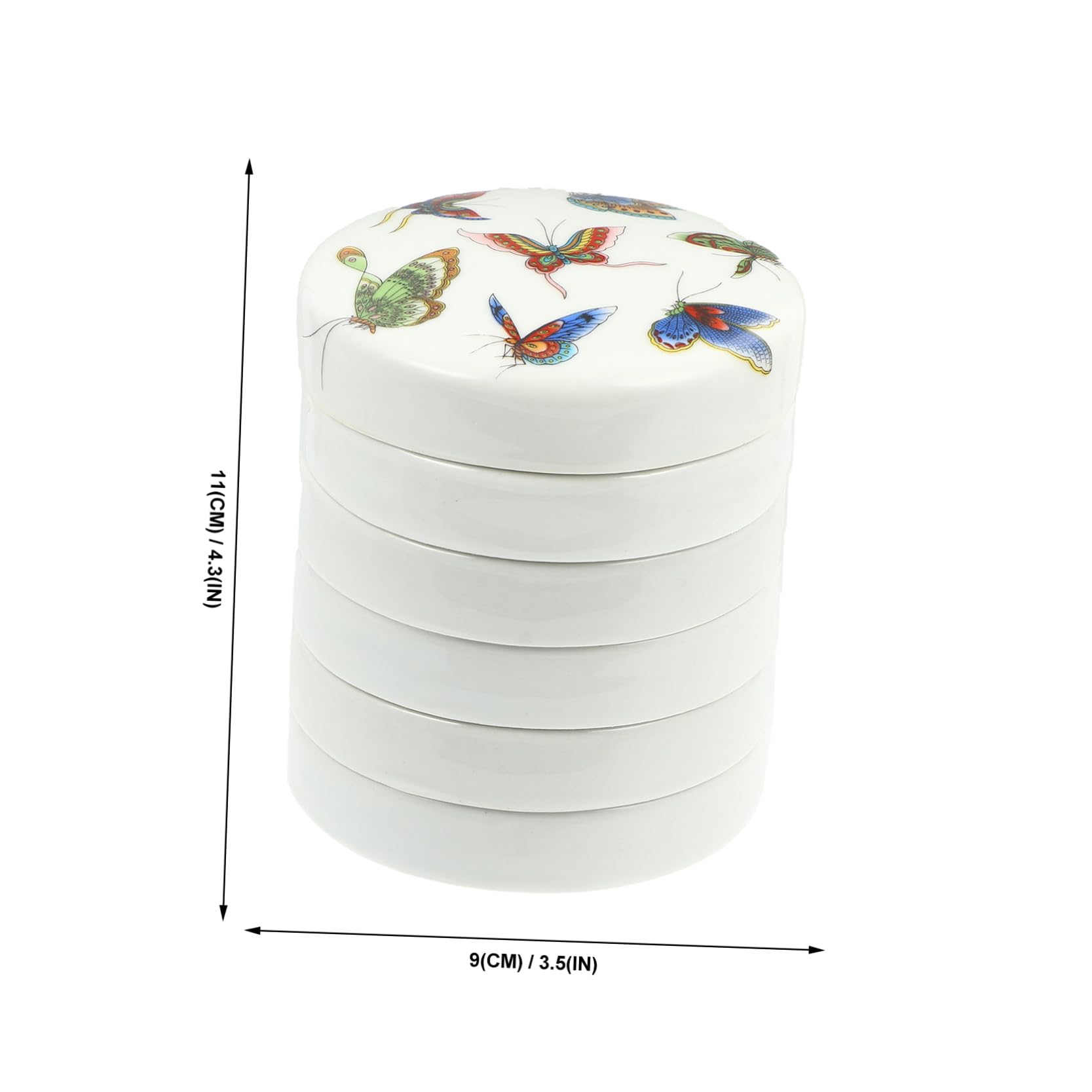 Tofficu Palette de Peinture en Céramique Ronde à 5 Couches avec Couvercle, Surface Polie et Faible Absorption d'eau, pour Peinture à l'huile et Aquarelle