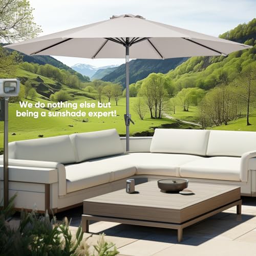 Image of Tempera Patio Market Outdoor Table Umbrella with Push Button Tilt and Crank, Large Sun Umbrella with Sturdy Pole & Fade Resistant Canopy, Easy to Set