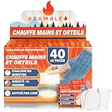 Bramble - Pack de Chauffe-Mains et d'orteils (40 Paires, 80 au Total) - Chauffe-Mains et Chauffe-Orteils adhésifs jetables de Poche - Activés par l'air et sans Odeur - Jusqu'à 10 Heures de Chaleur