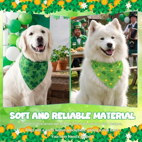 Image of Abbylike 50 Pcs St Patrick's Day Dog Bandanas Bulk Green Shamrocks Bandanas for Dogs Triangle Kerchief Bibs Scarf for Pet Irish Costume Photo Props Pet Shops Groomer, 25 Styles (31.5 x 21.7 x 21.7)
