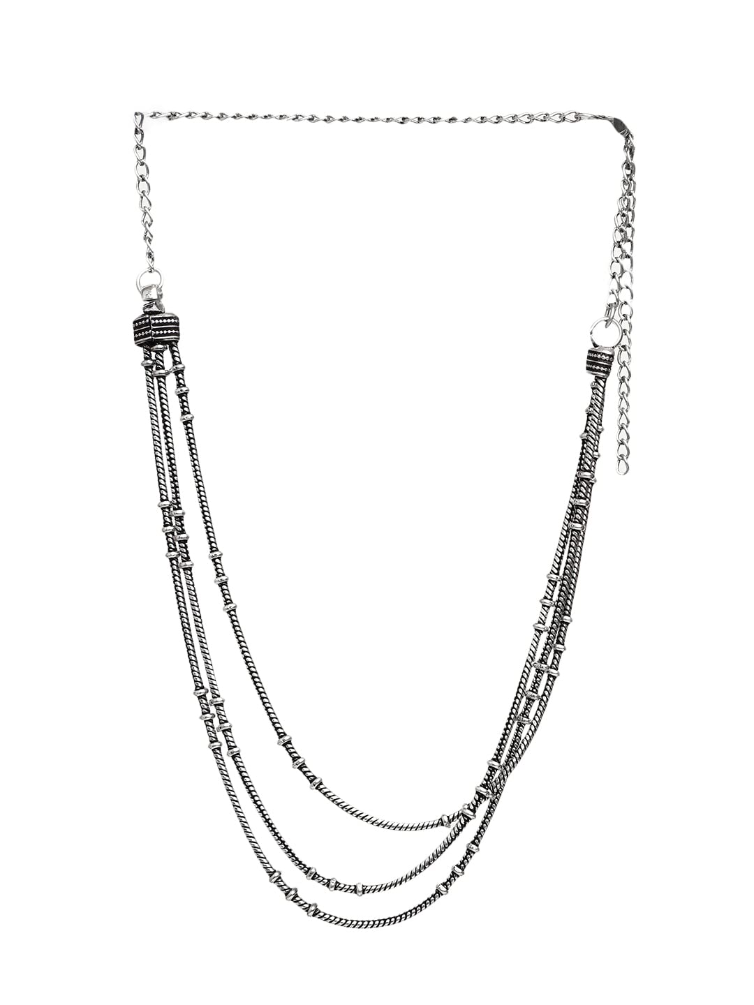 VENI Oxidised Womens German Silver Three Layer Chain Necklace (B0CKVXQRYZ) Amazon Price History, Amazon Price Tracker