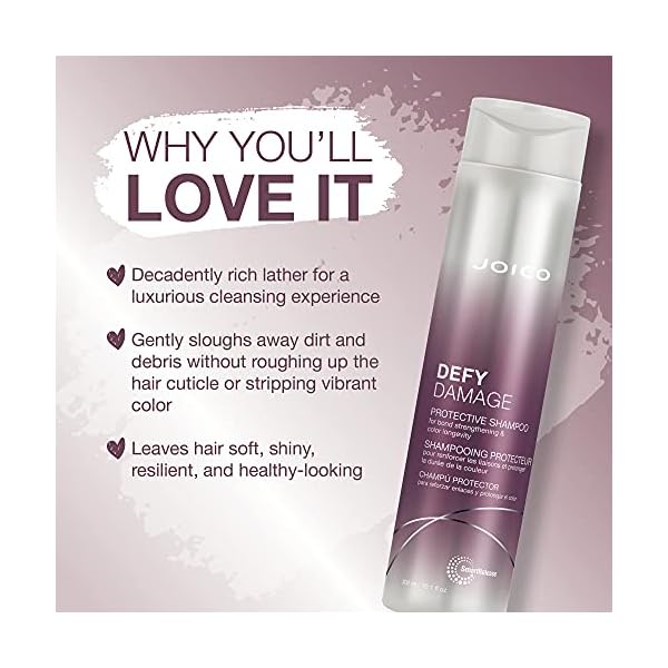 Joico Defy Damage Protective Shampoo | For Color-Treated Hair | Strengthen Bonds & Preserve Hair Color | With Moringa Seed Oil & Arginine | 10.1 Fl Oz