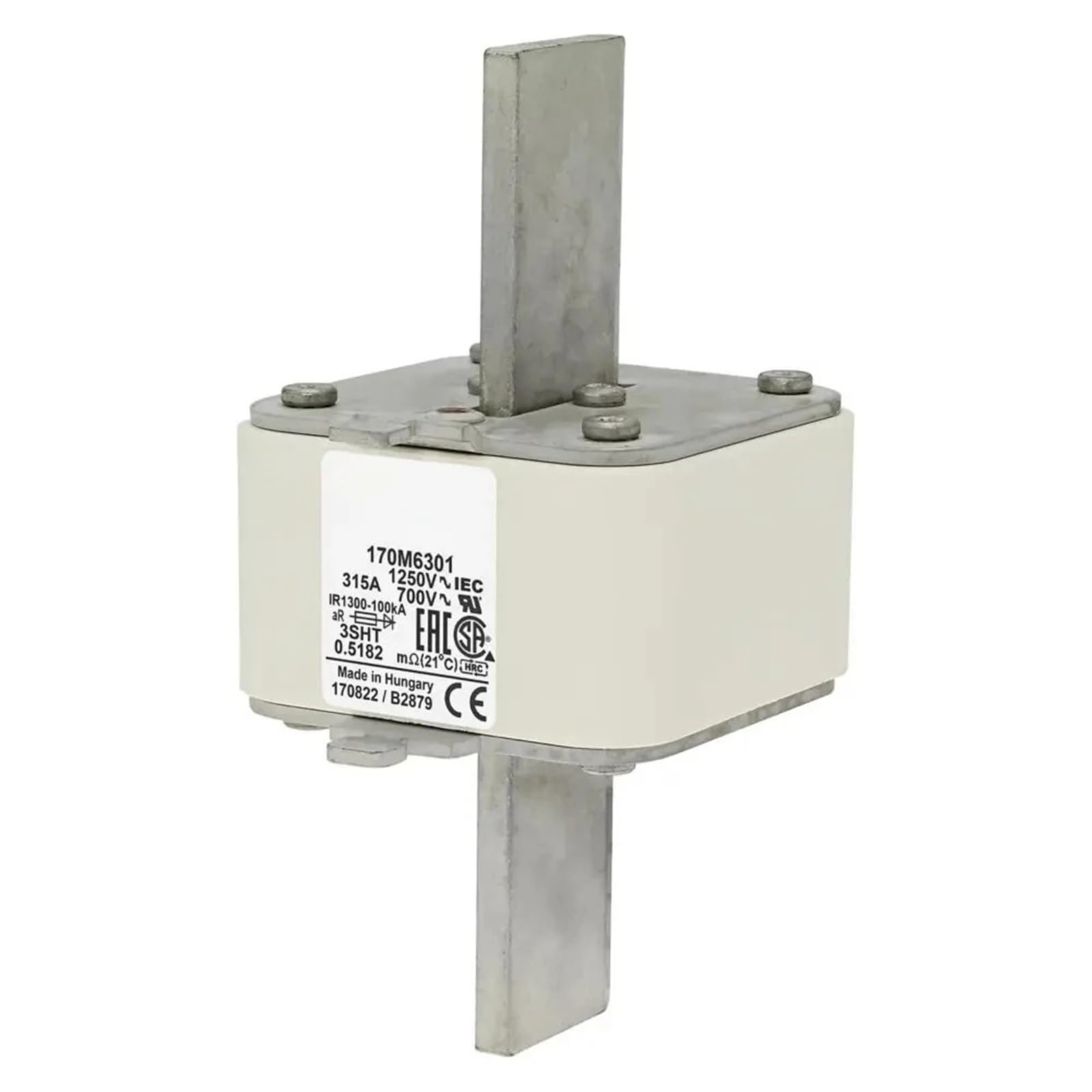 Fusible 170M6305 type bouteille carrée pour la protection des convertisseurs