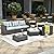 HOOOWOOO Patio Furniture Outdoor Sectional Sofa Set with Sunbrella Cushion,Assembly Free 6 PCS Patio Conversation Set with Aluminum Frame,PE Wicker Big Outside Rattan Set with Patio Cover