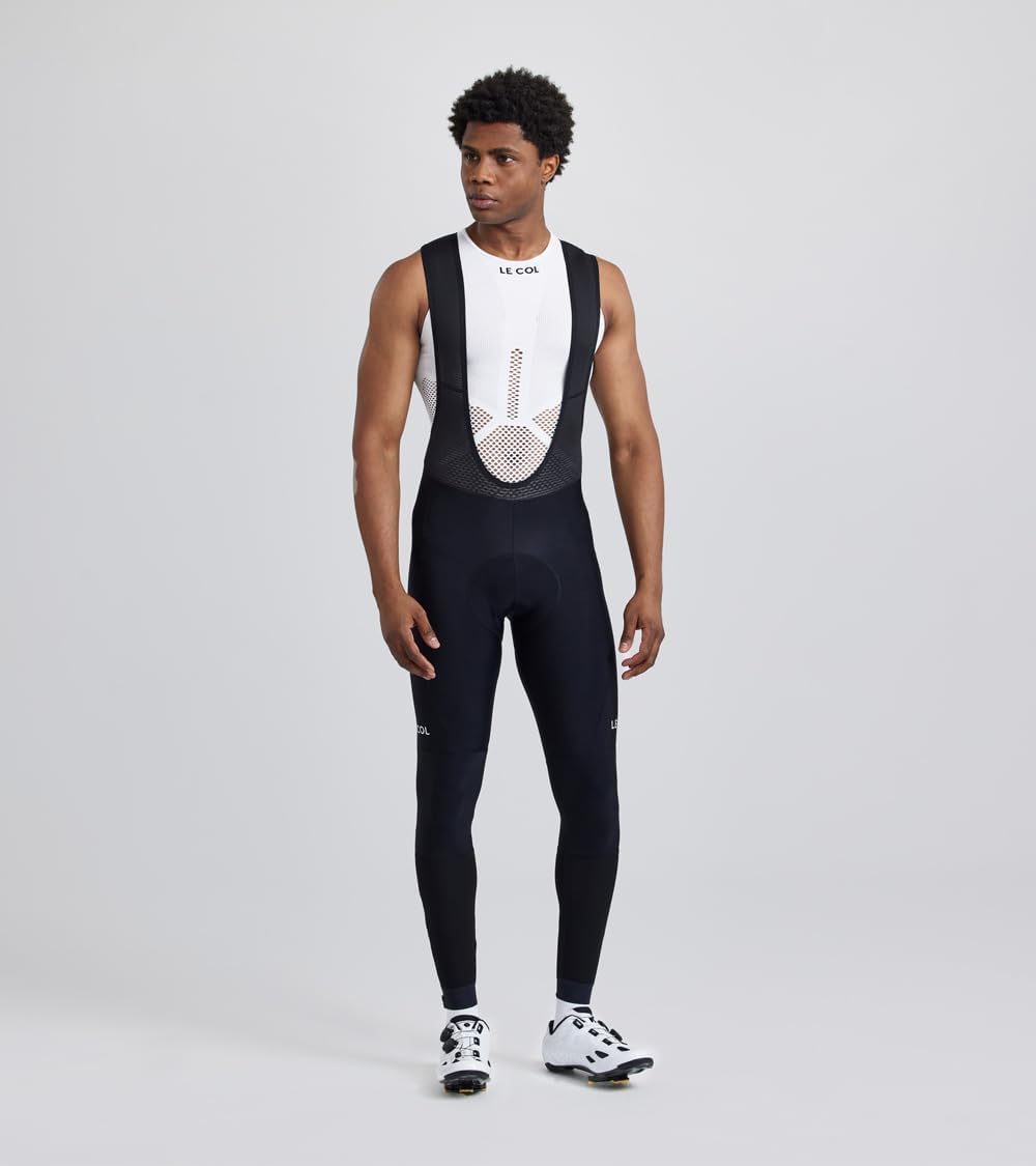 LE COL Men’s Pro Bib Tights | Sweat Wicking Cycling Pants | Aerodynamic Panels, Lightweight, Cuffed Ankles