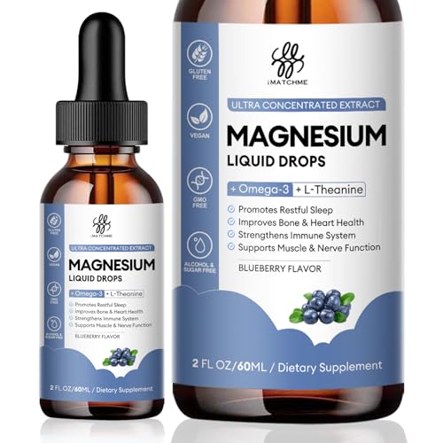 Magnesium Glycinate Liquid, Magnesium Complex Supplement with Omega3, L-Theanine and