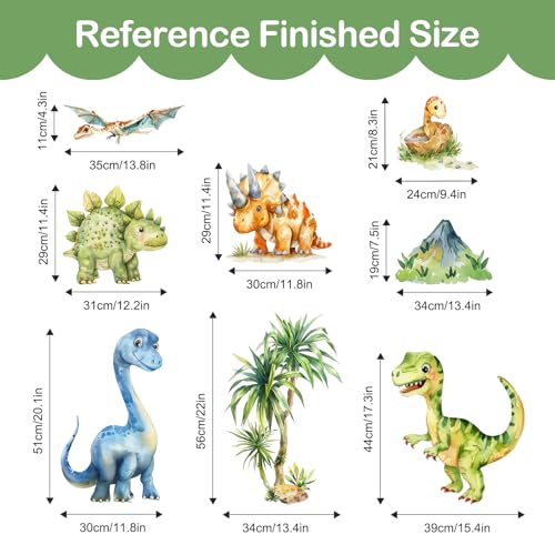 Vinilos decorativos de dinosaurios acuarela para pared miniatura 5