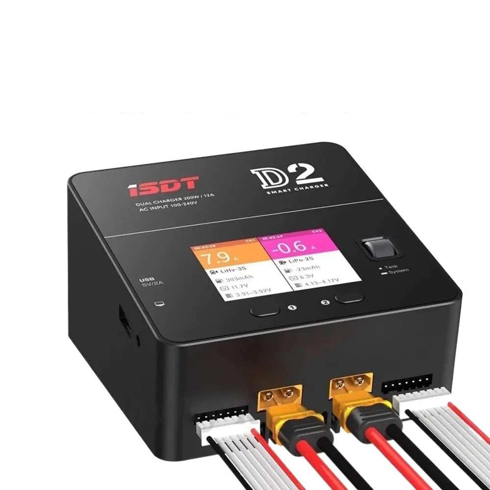 pour ISDT D2 200W 24A AC Double Canal Sortie Chargeur de Balance Batterie Intelligent pour Voiture RC Avion hélicoptère 2-6Sfor Lipo pour LiHv Life(EU)
