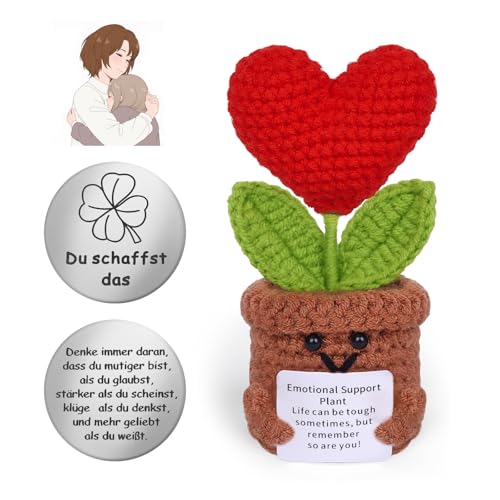 YYAQZD Pocket Hug Corazón Positivo, Muñeca Creativa De Corazón De Lana De Punto Y Pequeño Abrazo Amuleto De La Suerte (Plata), Regalo De Actualidad, Regalo De Buena Recuperación.