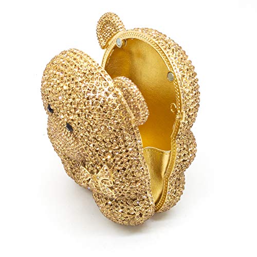 Image of Boutique De FGG Bear Evening Bags and clutches for Women Formal Crystal Clutch Purse Party Animal Rhinestone Handbags,Mini