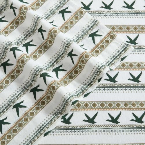 Image of Eddie Bauer - King Flannel Sheet Set, Soft Brushed Cotton Bedding with Matching Pillowcases, Fully Elastic Fitted Sheet, Deep Pocket Bed Set, Breathable All-Season Comfort (Goose Sweater Green)