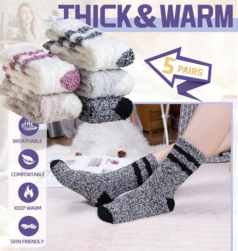 Image of DoSmart Fuzzy Socks For Women Slipper Warm Fluffy Soft Winter Cozy Plush Cabin Sleep Christmas Home Socks