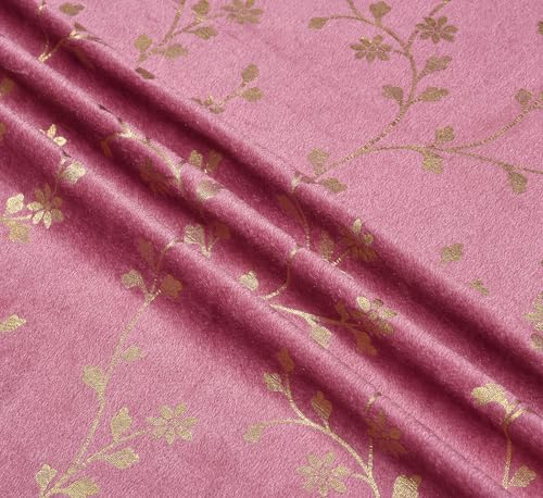 Image of Heavy Velvet Fabric Room Darkening Floral Design Curtains 12 Feet for Extra Long Door, English Wine, Pack of 2 Pieces