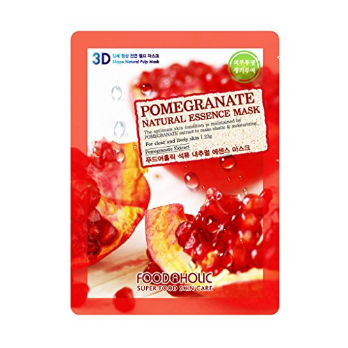 10 pcs Pomegranate FOODAHOLIC 3D Natural Pulp Face Mask Sheet + 1pcs Free NAEXY 2-Steps Facial Mask Sheet (Total 11pcs)