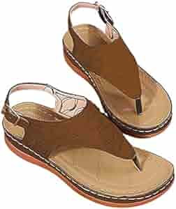 EMERZE Vrouwen Orthopedische Platte Sandalen met Boog Ondersteuning - Open Teen, Effen Kleur, Comfortabele Antislip Zomer