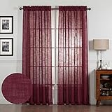 Rooney 2 Piece Semi-Sheer Linen Look Window Treatment Curtains Panels/Drapes Set (52' W X 84' L, Burgundy)