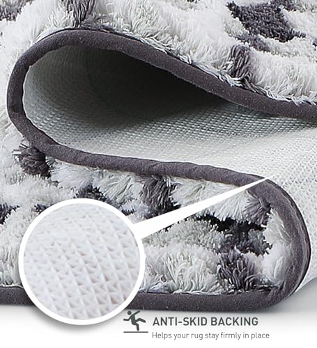 Image of Obsessions Soft & Plush Bath Mat | Quick Dry, Stain & Skid Resistant | Luxuriously Soft, Long Lasting Color | TPR Latex Backing, Size 50x80 cm, Grey & Cream