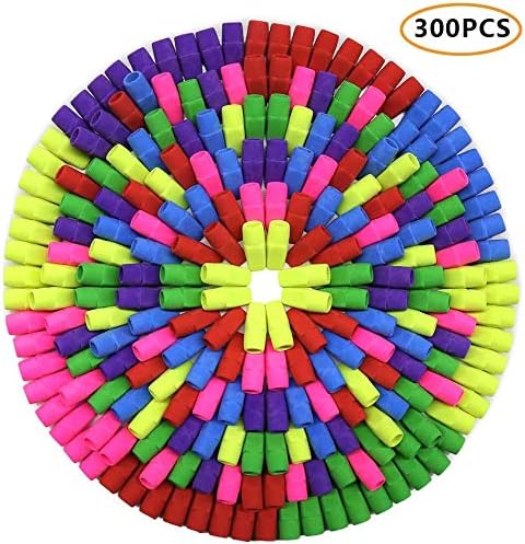 Habbi 300pcs Pencil Top Erasers, Cap Erasers, Assorted Colors Pencil Eraser Toppers, Pencil Erasers for Kids, School Supplies for Classroom and Teachers