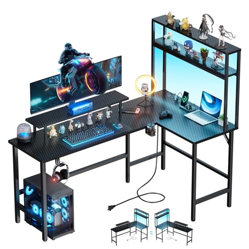 Amazon.co.jp: HLFURNITURE ゲーミングデスク L字デスク LED