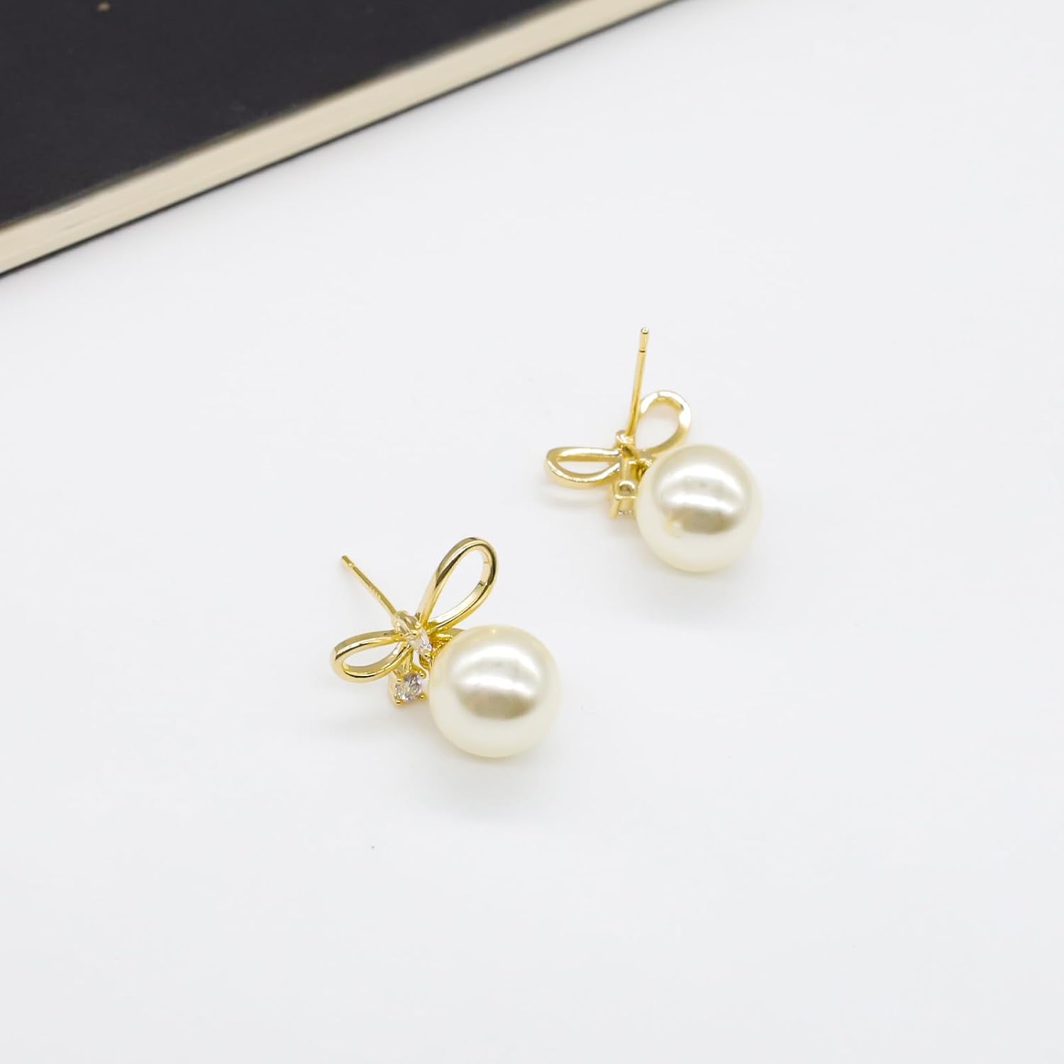 White Pearl Cluster Stud Earrings, Full Star Cubic Zirconia Pearl Earrings for Women, 14K Gold Plated 925 Silver Post Hypoallergenic Pierced Earrings Trendy Jewelry - Image 7