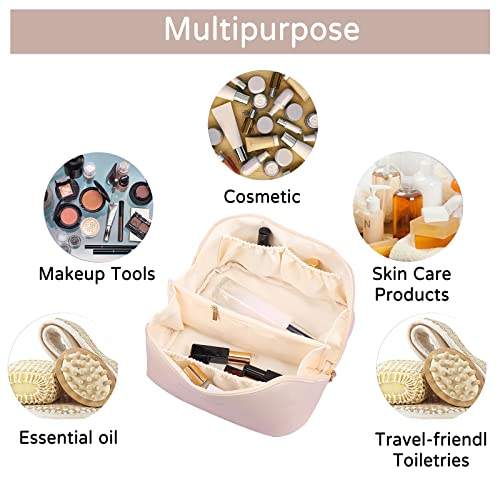 Zeroall Trousse A Maquillage Femme Grande Capacite Trousse De Toilette Avec Poignee Impermeable Pu Trousse Maquillage Sac A Cosmetiques Pour Femme Homme Cosmetique Organiseurblanc