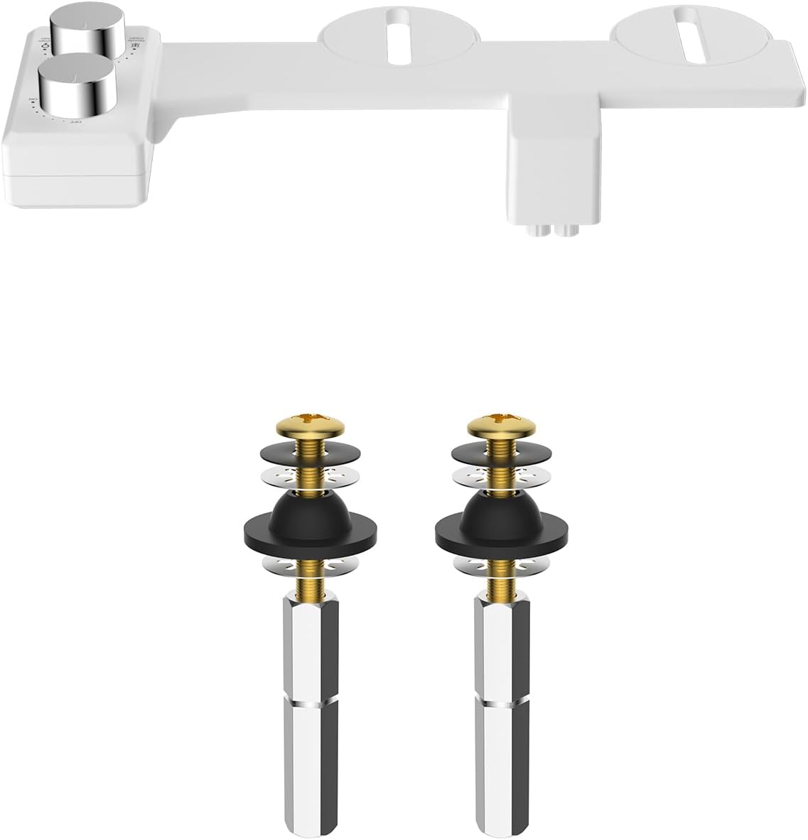 Hibbent Bidet Attachment for Toilet with 2 PCS Universal Toilet Seat Bolts Kit