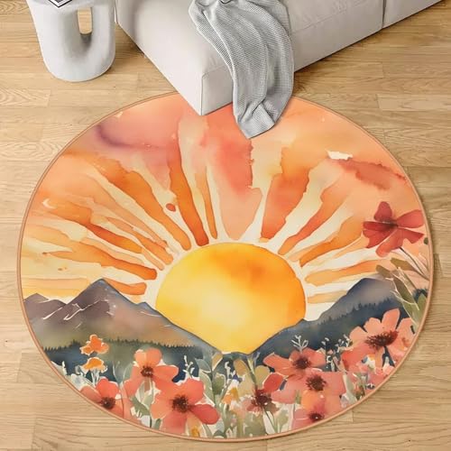 Tapete Redondo Boho Sun 4.3 Ft Lavable miniatura 2