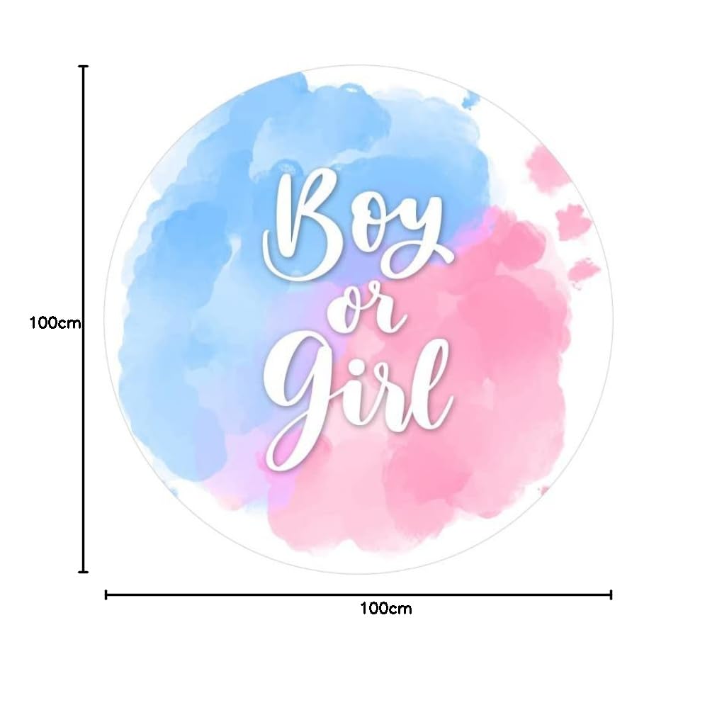 200cm Sfondo Ragazzo o Ragazza Rotondo Bambino Genere Rivelare Doccia Cerchio Fotografia Copertura Acquerello Blu Rosa Inchiostro