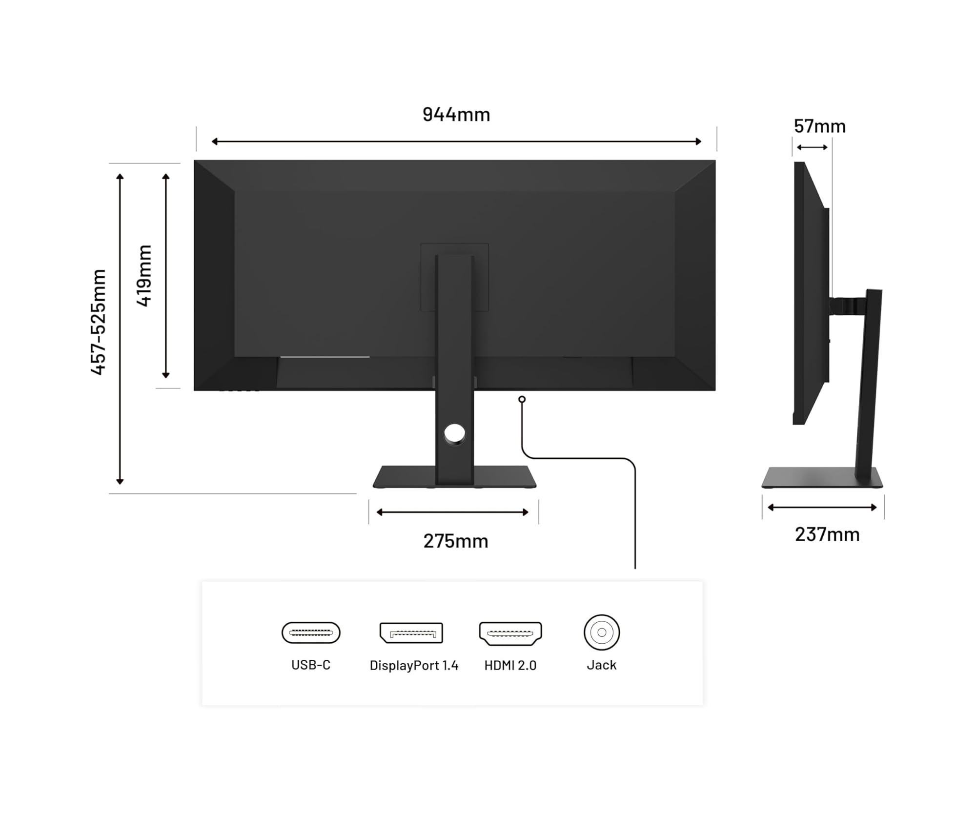 JapanNext Gaming 40” 144hz 1ms IPS UWQHD (3440x1440) | Ricarica tramite USB-C (90W) Inclinazione regolabile Altoparlanti integrati | G-Sync/FreeSync | JN-IPS401UWQHD144-C90W