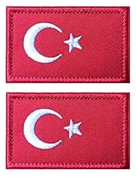 2 PCS AliPlus Türkiye Turkey Flag Patches Embroidered Tactical Military Morale Patch Applique Fastener Hook and Loop