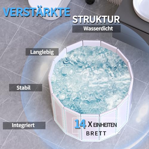 Upgrade-Portabel-Badewanne Erwachsene（80x66 CM）-Faltbare Kältebadewanne zur Erholung - Zusammenklappbare Badewanne für Dusche/SPA Outdoor - Eisbad für Sportler (weiß)