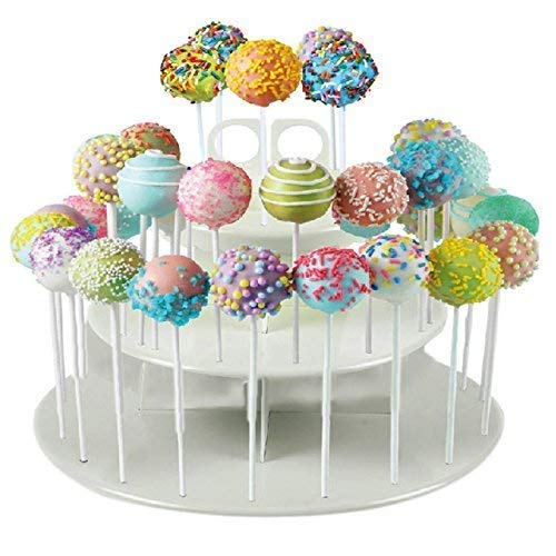 Anadi Round: 3-Tier 42 Holes Plastics Cake Pop Lollipop Cupcake Display Stand Wedding Party Decor Candy Stand Cake Tool Birthday Party Supply