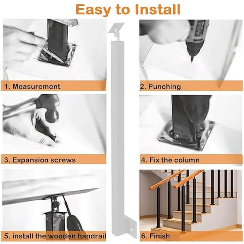 Poste de balaustres de escalera lateral para renovar pasamanos con soportes de 270° 7